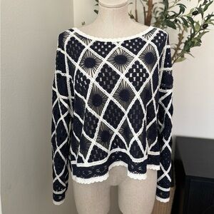 Week& Navy and White Crochet top